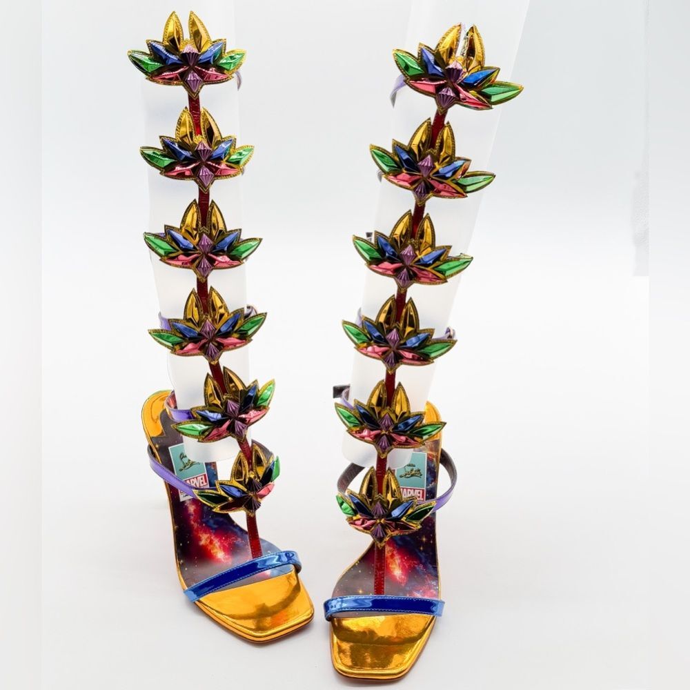 Christian Louboutin Marvel Sea Warrior Gladiator Knee High Sandal Metallic EU 39 - Picture 2 of 15